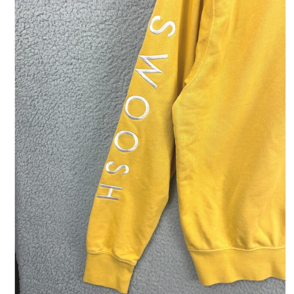 Nike Sportswear Swoosh Crewneck Sweatshirt Mens S Yellow Embroidered Pullover